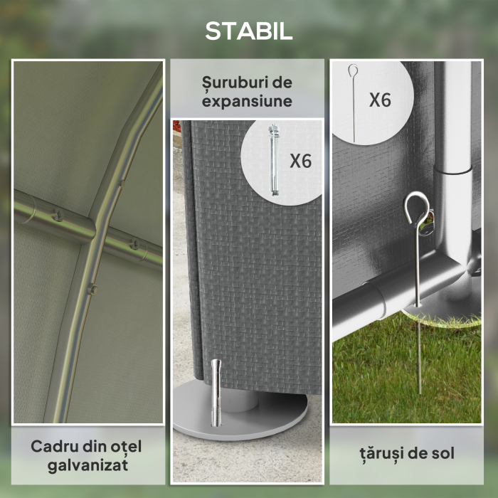 Magazie pentru Scule cu Protectie UV si Intrare cu Fermoar, Cort de Garaj, 120x179x165 cm, Gri inchis [5]