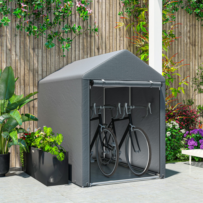  Magazie pentru Scule cu Protectie UV si Intrare cu Fermoar, Cort de Garaj, 120x179x165 cm, Gri inchis [7]