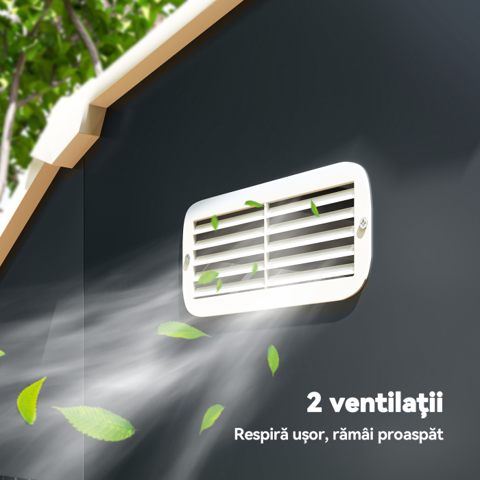  Magazie pentru unelte cu rafturi reglabile si 2 ferestre, din otel zincat, 238x132x198.5 cm, gri inchis [7]