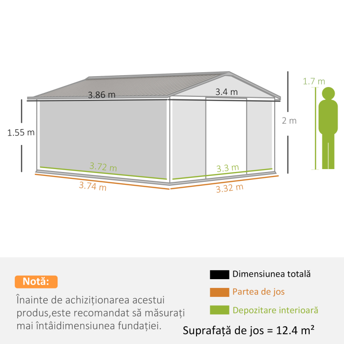  Magazie Unelte Otel Galvanizat 3,4×3,82×2 m - Impermeabila & Anti-rugina [3]