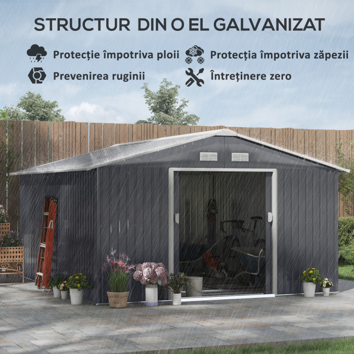  Magazie Unelte Otel Galvanizat 3,4×3,82×2 m - Impermeabila & Anti-rugina [4]