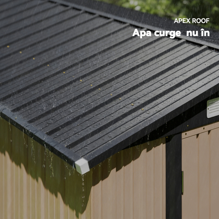  Magazin din Metal 305 x 245 cm, Depozit de Gradina Robust cu 4 Guri de Aerisire si Usi Duble cu incuietoare, Maro [5]
