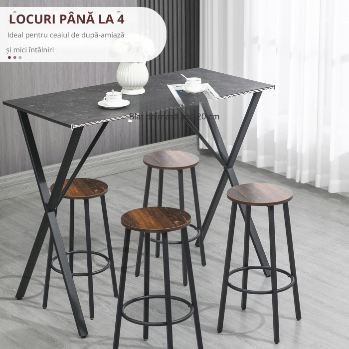  Masa Bar 120 cm - Blat Marmura, 4 Persoane, Design Modern [4]