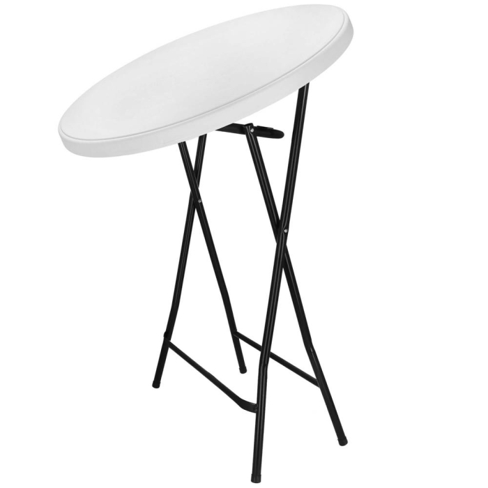 Masa catering pliabila rotunda tip cocktail, blat HDPE, cadru metal anticoroziv, max 20 kg, D80xH110 cm, alb [15]