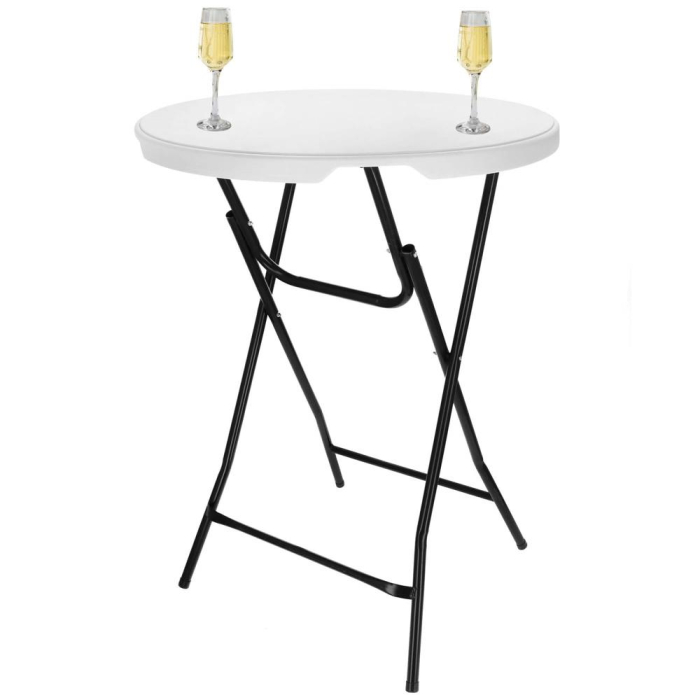 Masa catering pliabila rotunda tip cocktail, blat HDPE, cadru metal anticoroziv, max 20 kg, D80xH110 cm, alb [3]