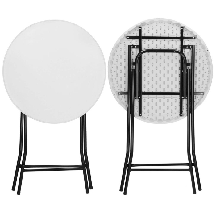 Masa catering pliabila rotunda tip cocktail, blat HDPE, cadru metal anticoroziv, max 20 kg, D80xH110 cm, alb [12]