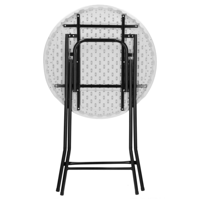Masa catering pliabila rotunda tip cocktail, blat HDPE, cadru metal anticoroziv, max 20 kg, D80xH110 cm, alb [18]