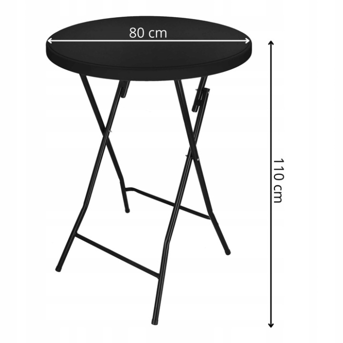 Masa catering pliabila rotunda tip cocktail, blat HDPE, cadru metal anticoroziv, max 60 kg, D80xH110 cm, negru [6]