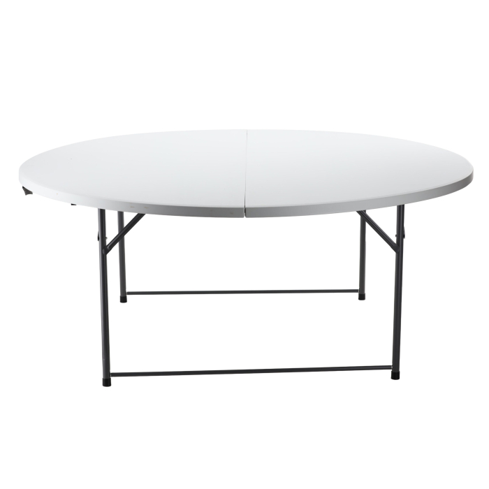 Masa catering rotunda pentru evenimente, pliabila, diametru 180 cm, HDPE, cadru metalic, alb [2]