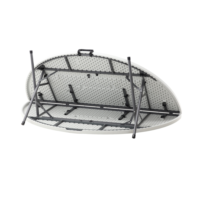 Masa catering rotunda pentru evenimente, pliabila, diametru 180 cm, HDPE, cadru metalic, alb [6]