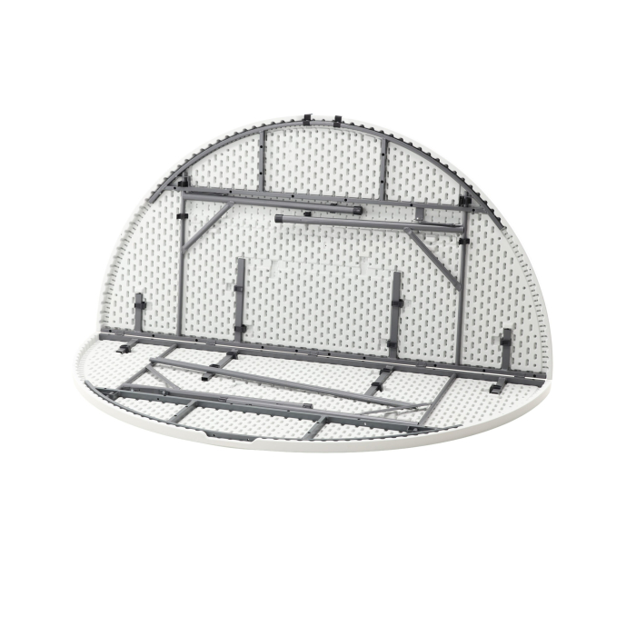 Masa catering rotunda pentru evenimente, pliabila, diametru 180 cm, HDPE, cadru metalic, alb [5]
