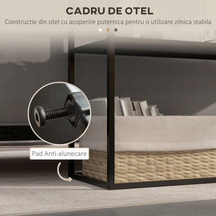  Masa Consola Masa Nordica pentru Hol cu Cadru din Otel Raft Deschis Masa de Canapea Ingusta pentru Camera de Zi Intrare Negru [5]