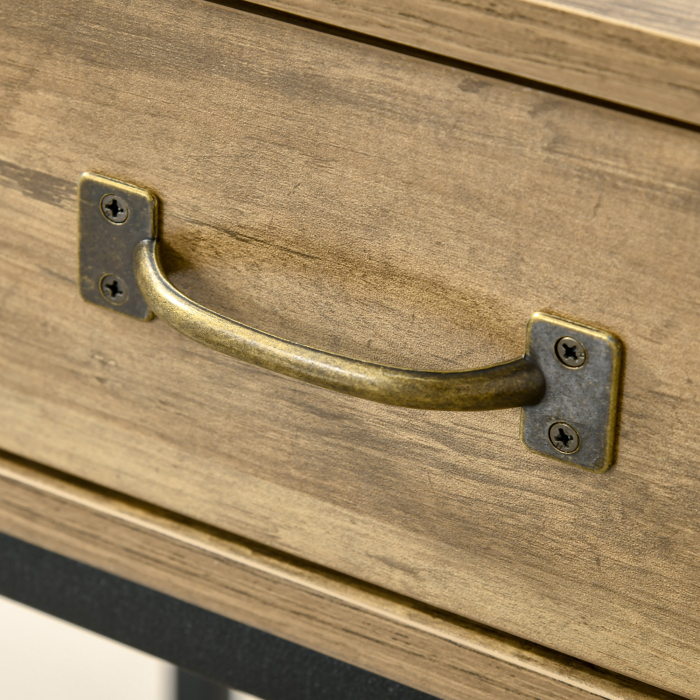  Masa Consola Vintage - Lemn & Metal cu Sertare & Raft [8]