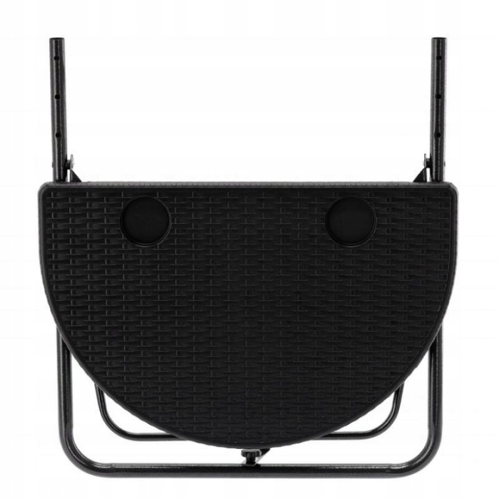 Masa balcon pliabila suspendabila, inaltime reglabila 73-84 cm, imitatie ratan, suport pahare, 64x60 cm, negru [3]