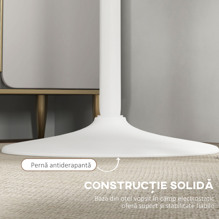 , Masa de Bar, Cu Blat Rotund si Baza, MDF, Otel, 60 x 60 x 102 cm, Alb [6]