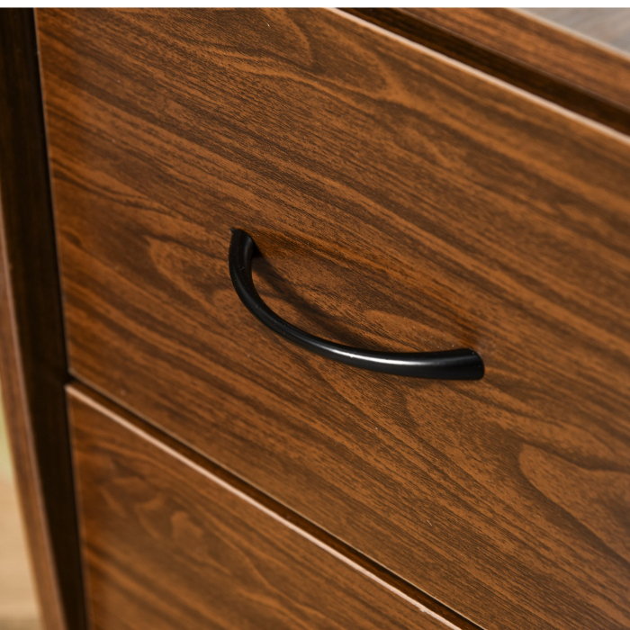  Masa de Birou Moderna cu Suport pentru Computer, Sertare, Polita Extensibila si Suport pentru Tastatura, 120x55x85 cm, Maro [9]