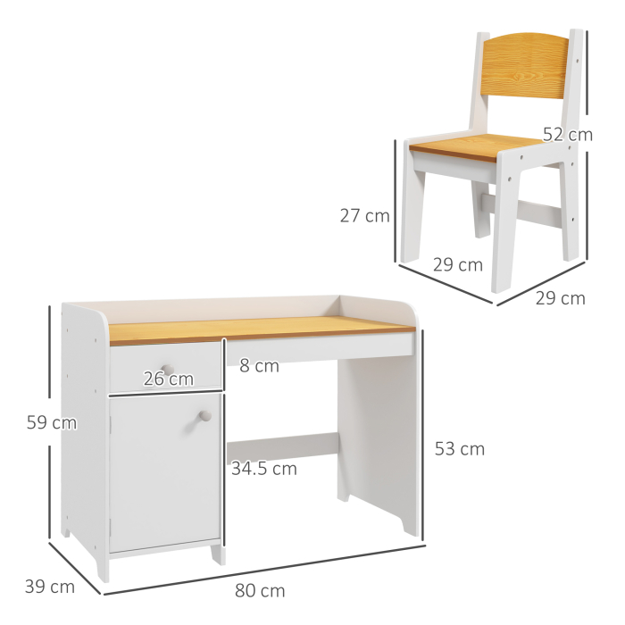  Masa de birou  pentru copii cu scaun birou de scoala pentru copii din lemn sertar scaun asortat alb pentru scoala mobilier camera copilului birou pentru copii mici [3]