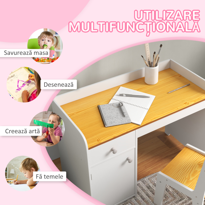  Masa de birou  pentru copii cu scaun birou de scoala pentru copii din lemn sertar scaun asortat alb pentru scoala mobilier camera copilului birou pentru copii mici [5]