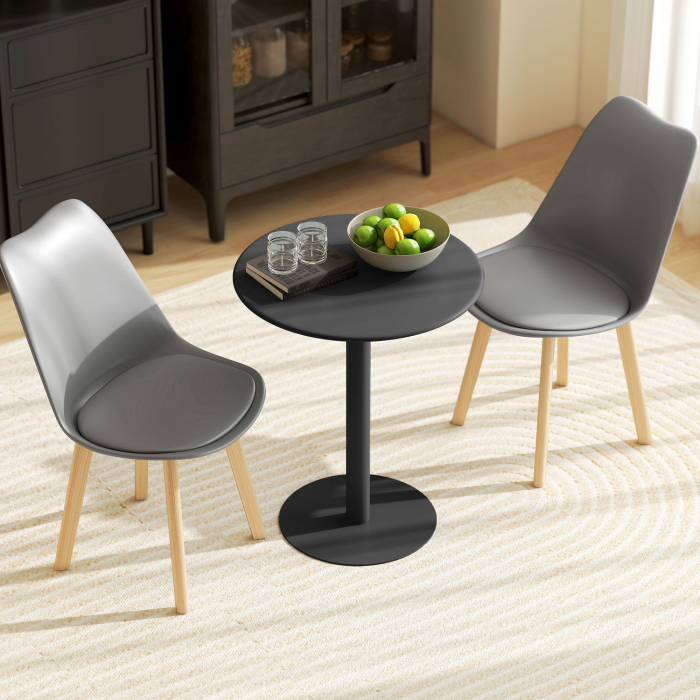  Masa de Bucatarie Rotunda pentru 2 Persoane cu Design Modern din Otel, Ø60x72 cm, Negru [6]