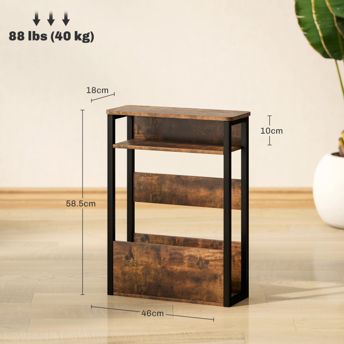  Masa de cafea in stil industrial pentru living, cu 2 rafturi, din lemn si metal, 46x18x58,5 cm, maro [3]