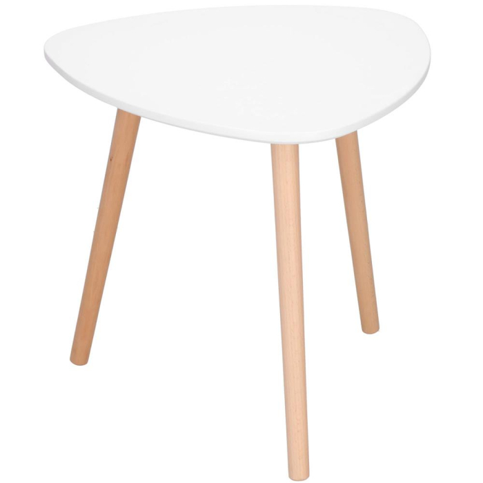 Masa de cafea, ovala, diametru 50 cm, inaltime 48 cm, Blat MDF, Picioare lemn, Alb [9]