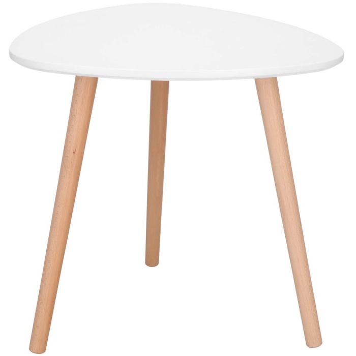 Masa de cafea, ovala, diametru 50 cm, inaltime 48 cm, Blat MDF, Picioare lemn, Alb [13]