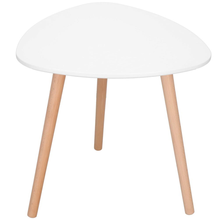 Masa de cafea, ovala, diametru 50 cm, inaltime 48 cm, Blat MDF, Picioare lemn, Alb [1]