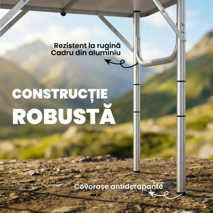  Masa de Camping Pliabila 60 cm, Picnic cu Plasa, Negru [7]