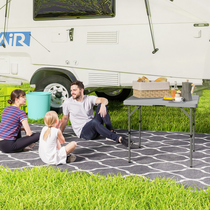  Masa de Camping Pliabila cu 2 inaltimi Reglabile, 86x86x74 cm, Alb [2]