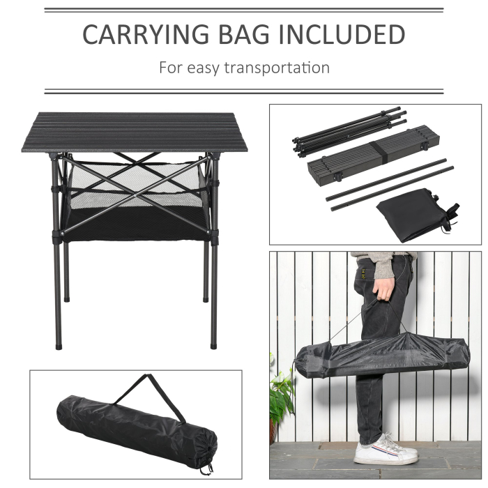  Masa de Camping Pliabila si Rulabila Outunny cu Geanta de Calatorie neagra [5]