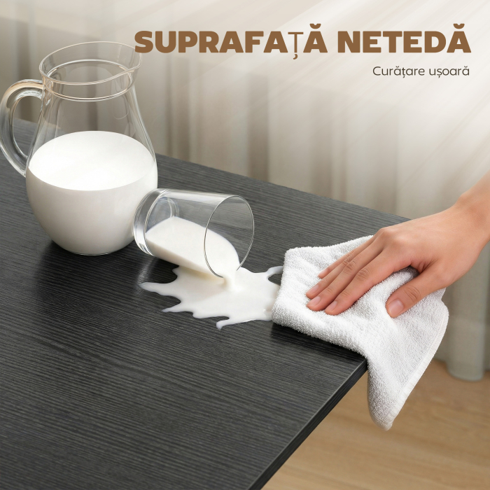  Masa de Dining Pliabila, Masa de Bucatarie Rabatabila cu Roti si Frane pentru 4-6 Persoane, Masa Compacta cu Structura din Otel, 120x80x73 cm, Negru cu Efect de Lemn [7]