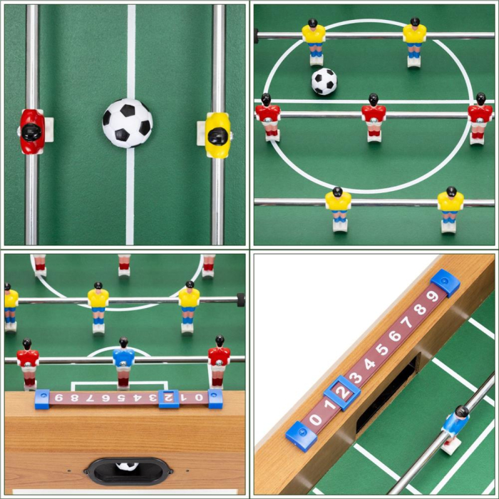 Masa fotbal copii 6 manere 18 jucatori structura mdf tabela, 69x35x62 cm, set complet, multicolor [14]