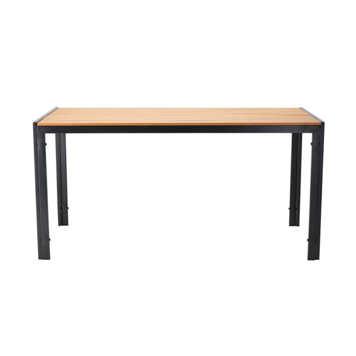 Masa de gradina, cadru otel, blat polywood cu aspect lemn, 150x90x73 cm, negru si maro natur [3]