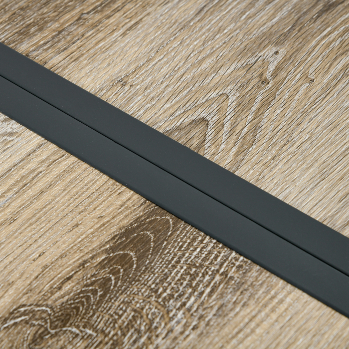  Masa de Gradina cu Blat Efect Lemn din Plastic, 145x85 cm pentru 6 Persoane, Masa de Exterior Dreptunghiulara, Picioare din Otel, pentru Terasa, Balcon, Gri [8]