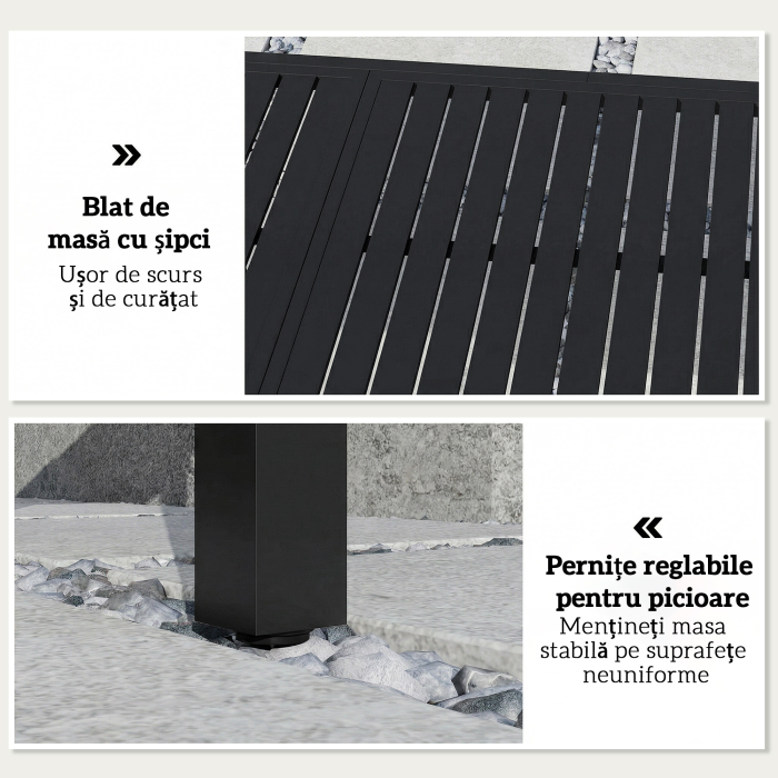  Masa de Gradina Extensibila pentru 6-8 Persoane, Aluminiu cu Blat cu Lamele, Negru [6]