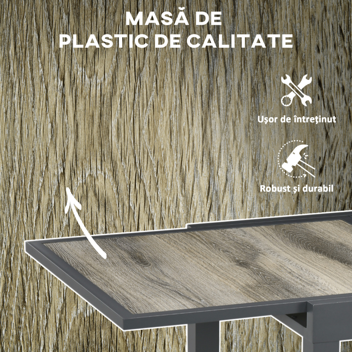  Masa de Gradina Extensibila pentru 6 Persoane din Plastic si Aluminiu, 80/160x80x75 cm, Bej [6]