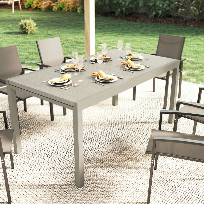  Masa de Gradina Extensibila pentru 8-10 Persoane, din Aluminiu si Otel, 154/214x85x75 cm, Gri Deschis [8]