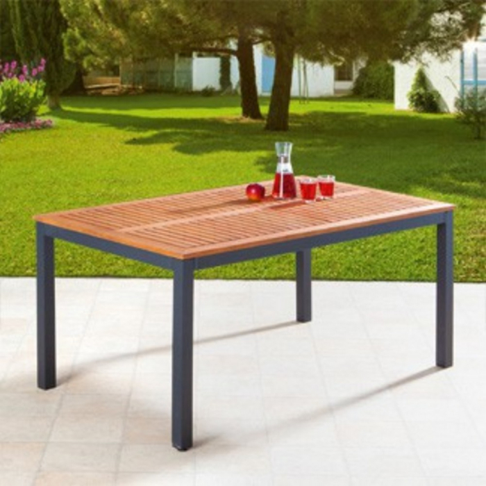 Masa de gradina Genua dreptunghiulara, cu blat din lemn de eucalipt si cadru rezistent din aluminiu, design modern pentru servirea mesei si relaxare p [6]