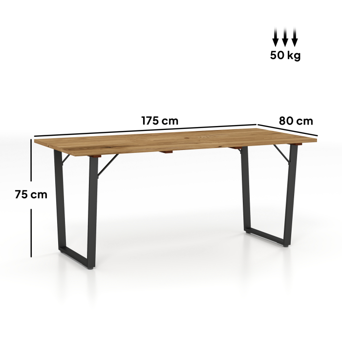  Masa de Gradina pentru 6 Persoane cu Orificiu pentru Umbrela, 175x80x75 cm, Maro [3]