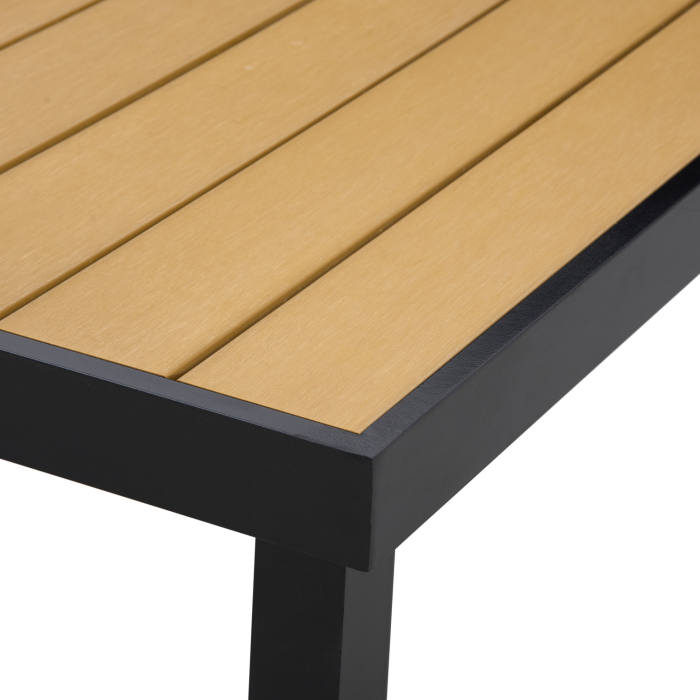 Masa de gradina  pentru 8 Persoane din Aluminiu, Masa de Exterior din Plastic pentru Terasa si Balcon, Negru si Culoare Lemn [7]