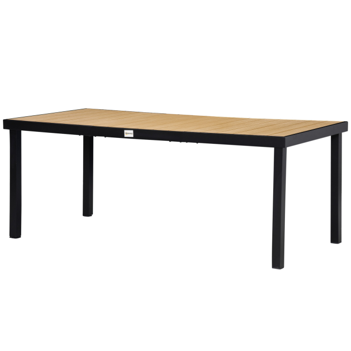 Masa de gradina  pentru 8 Persoane din Aluminiu, Masa de Exterior din Plastic pentru Terasa si Balcon, Negru si Culoare Lemn [9]