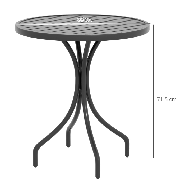  Masa de Gradina Rotunda cu Blat din Otel, Ø66x71.5cm, Negru [3]