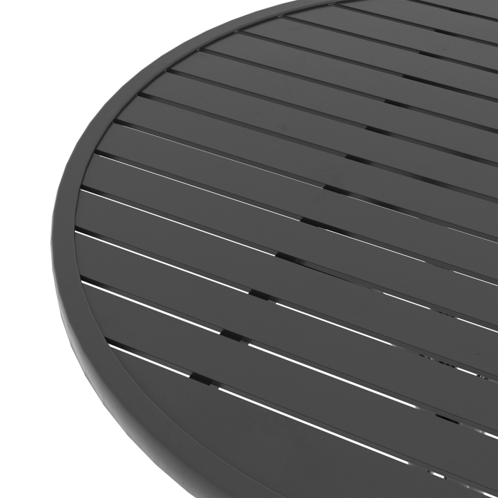  Masa de Gradina Rotunda cu Blat din Otel, Ø66x71.5cm, Negru [6]
