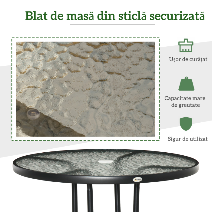  Masa de Gradina Rotunda cu Orificiu, 80cm, Neagra [5]