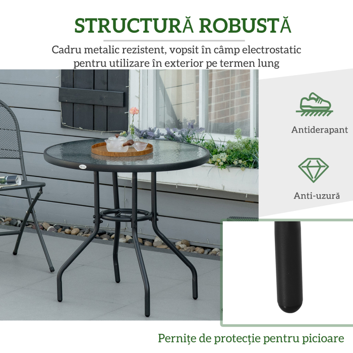  Masa de Gradina Rotunda cu Orificiu, 80cm, Neagra [6]