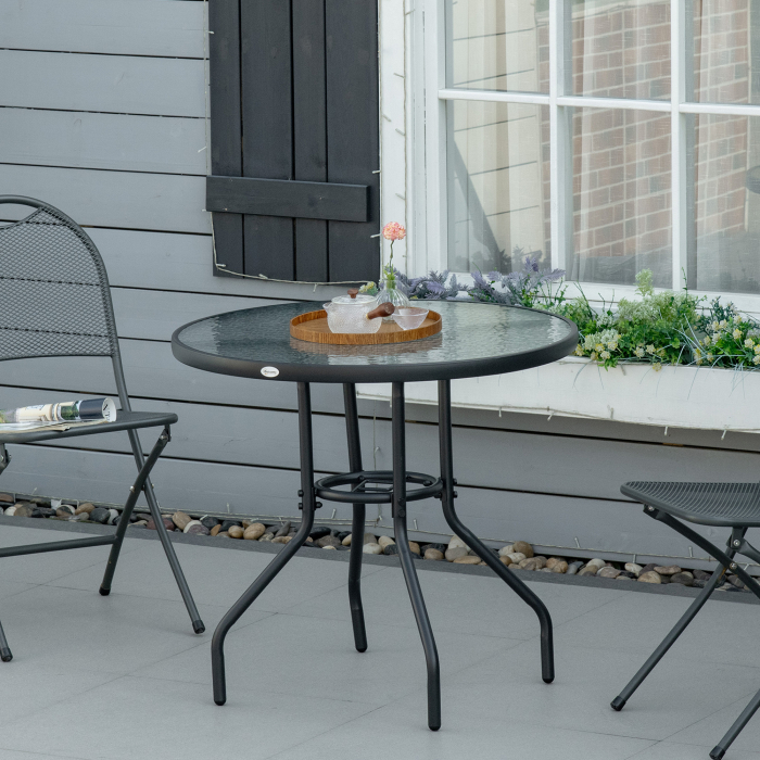  Masa de Gradina Rotunda cu Orificiu, 80cm, Neagra [2]