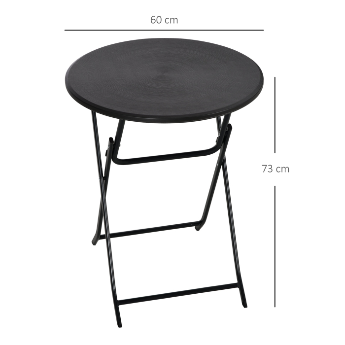  Masa de Gradina Rotunda si Pliabila din Otel si HDPE, Ø60x73 cm, Gri inchis [3]