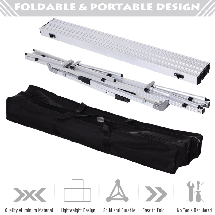  Masa de Picnic Pliabila din Aluminiu cu Custodie 120 x 70cm [6]