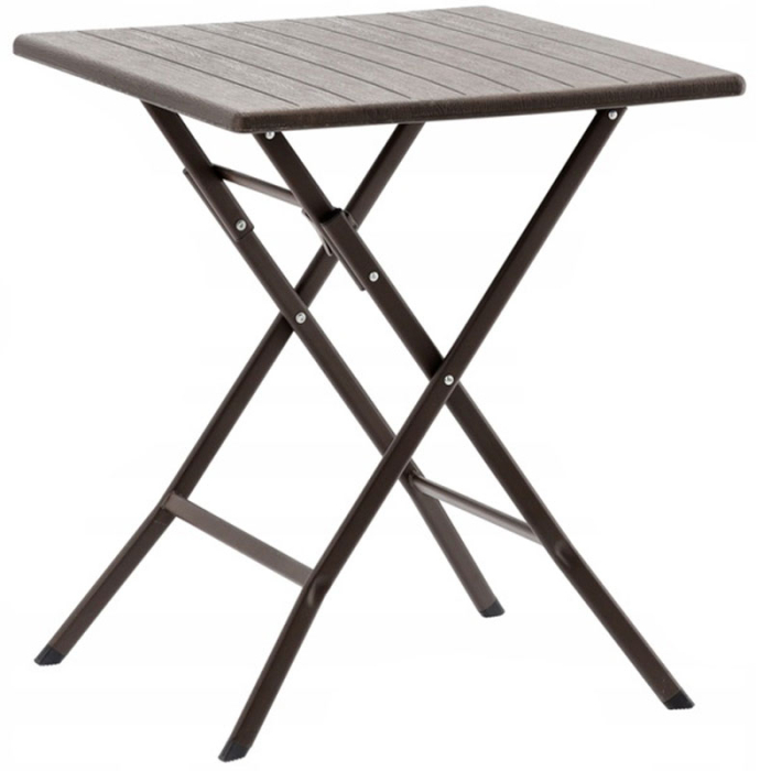 Masa de plastic pliabila, pentru gradina sau balcon, 62x62x73cm, maro imitatie lemn [1]