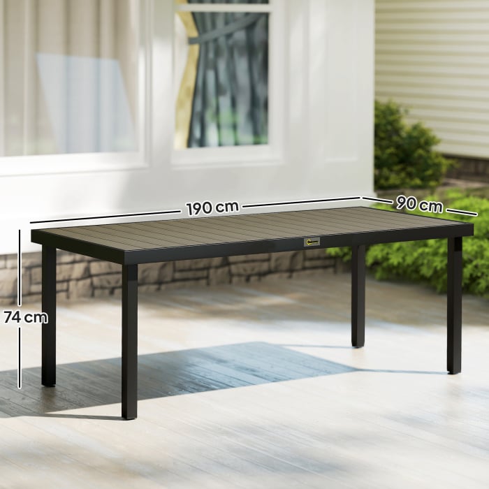  Masa de pranz pentru gradina, pentru 8 persoane, din aluminiu si plastic, lemn inchis la culoare si negru [3]
